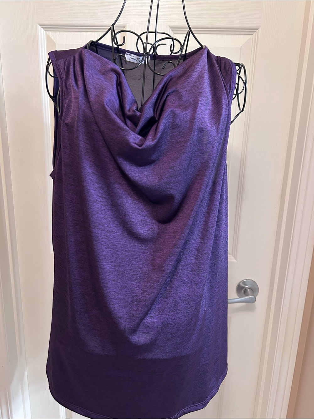 Silky Purple Cowl Neck Camisole Tank Top